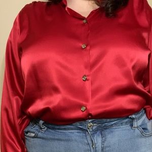 KASPER Red Button-Up Shirt Size 18W